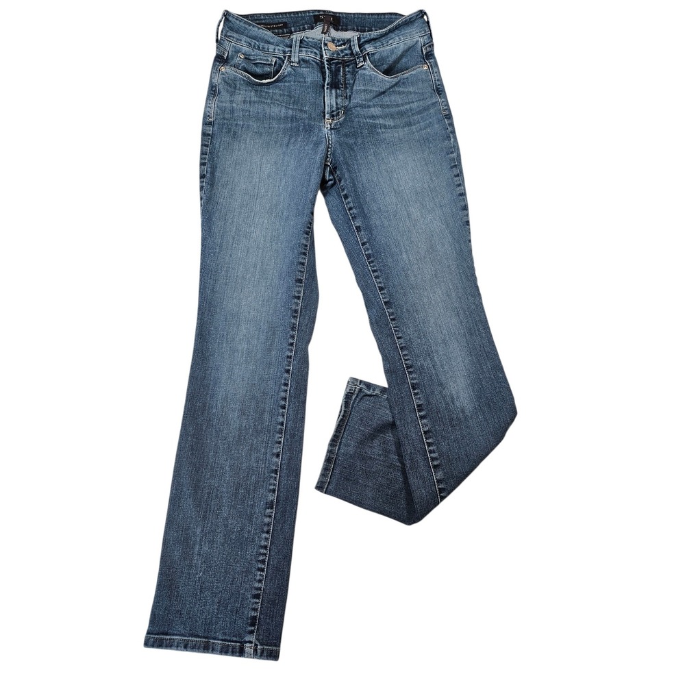 NYDJ Marilyn Straight Leg Jeans Womens 6 Short Blue Lift Tuck Stretch Denim